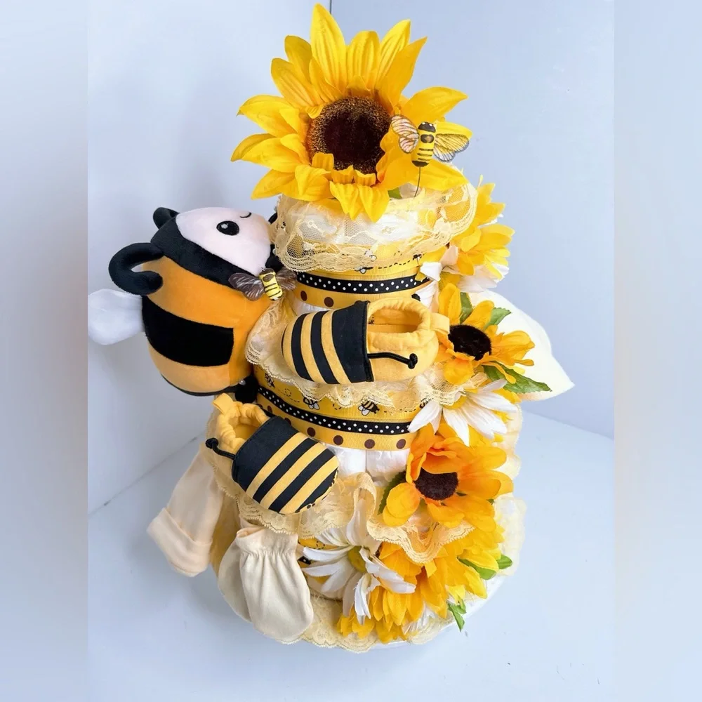 Bee Diaper Cake, Bumblebee Baby Shower